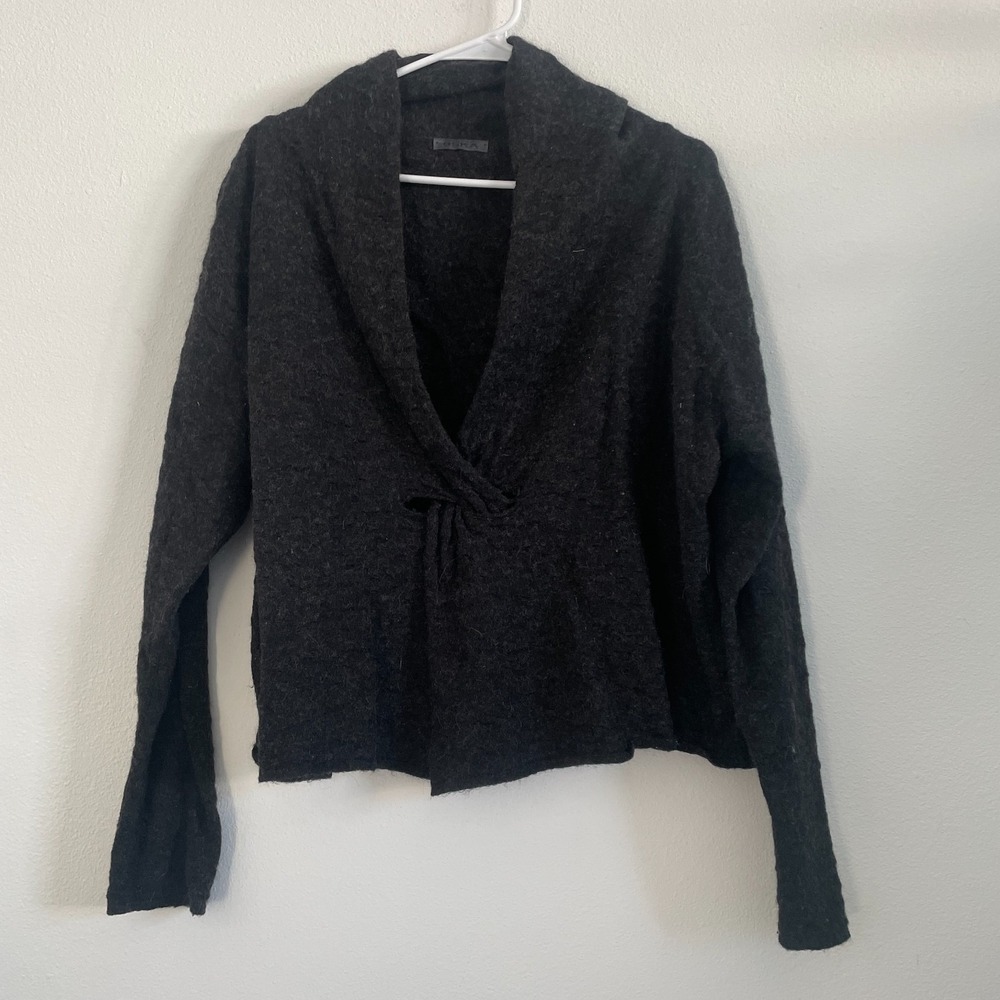Oska Sweater‎ Women III M Black Alpaca Wool Pullover Cabincore Academia Shaggy